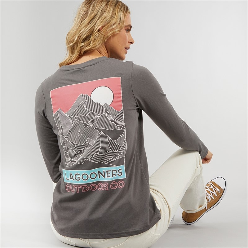 Lagooners Womens Cullen Long Sleeve T-Shirt Charcoal