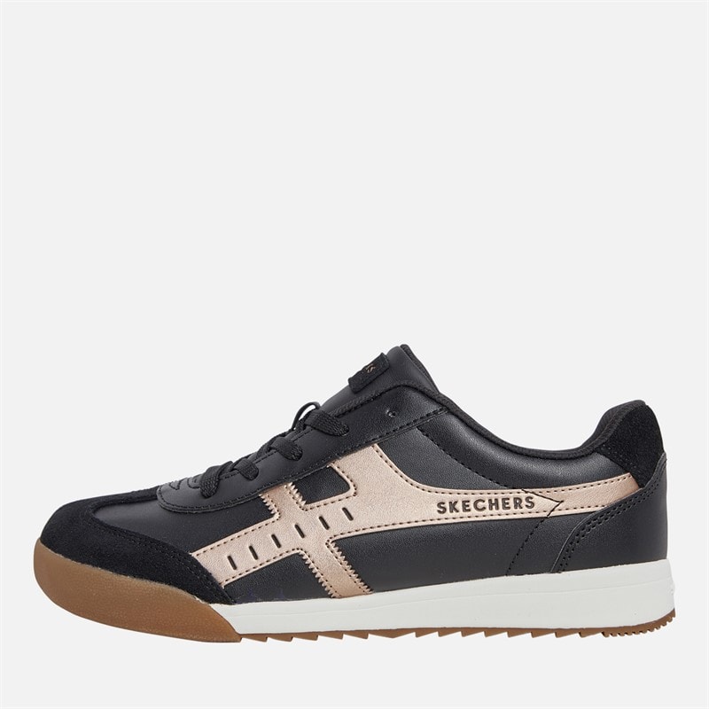 SKECHERS Womens Skechers Zinger 2.0 Metallic Roads Trainers Black/Rose Gold