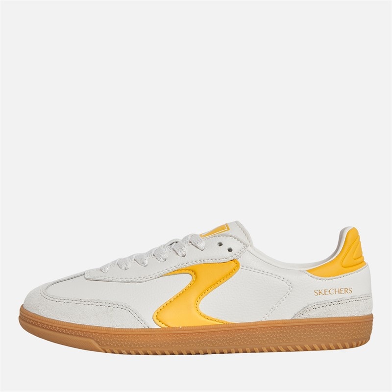 SKECHERS Womens Hotshot Kickoff Trainers White/Yellow