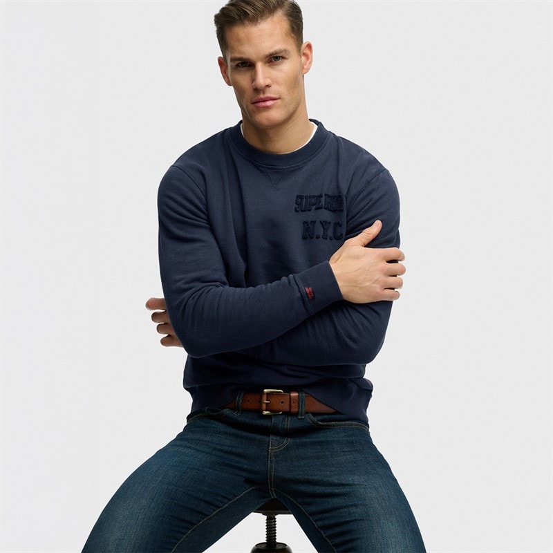 Superdry Mens Vintage Athletic Tonal Sweatshirt Lauren Navy