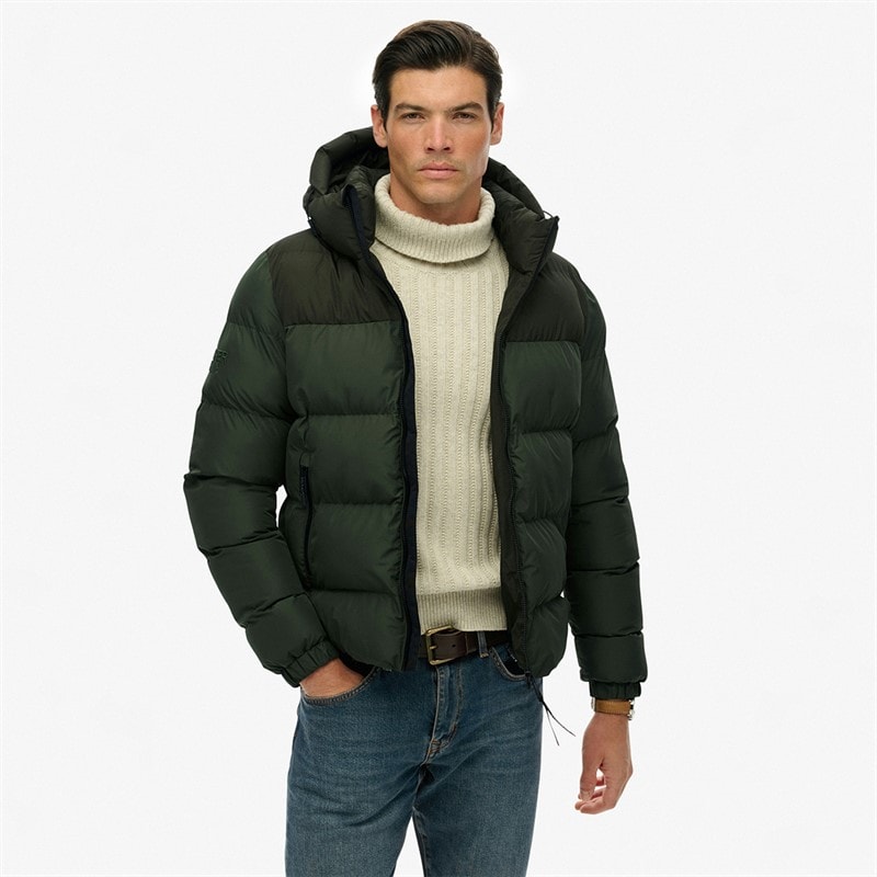 Superdry Mens Colourblock Puffer Jacket Surplus Goods Olive Green