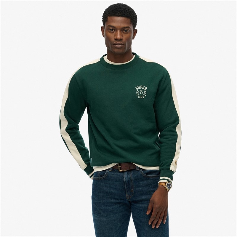 Superdry Mens Athletic Club Sweatshirt Enamel Green