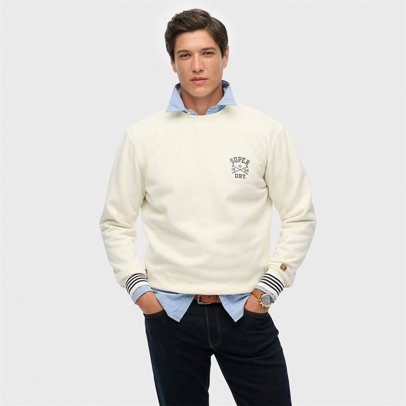Superdry Mens Athletic Club Sweatshirt Off White