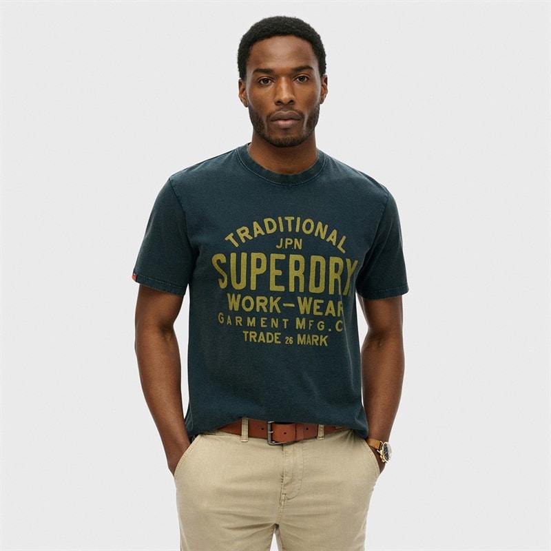 Superdry Mens Machined Goods Workwear T-Shirt Eclipse Navy