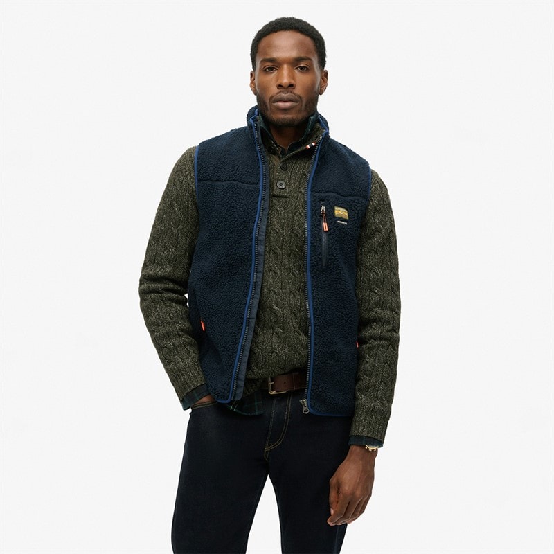 Superdry Mens Outdoor Fleece Gilet Eclipse Navy