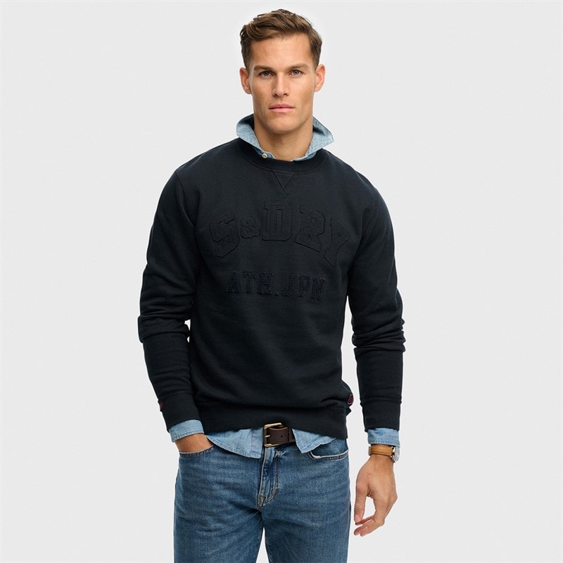 Superdry Mens Vintage Athletic Tonal Sweatshirt Eclipse Navy