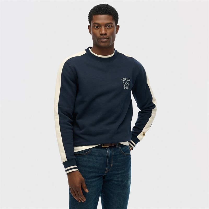Superdry Mens Athletic Club Sweatshirt Nautical Navy Contrast