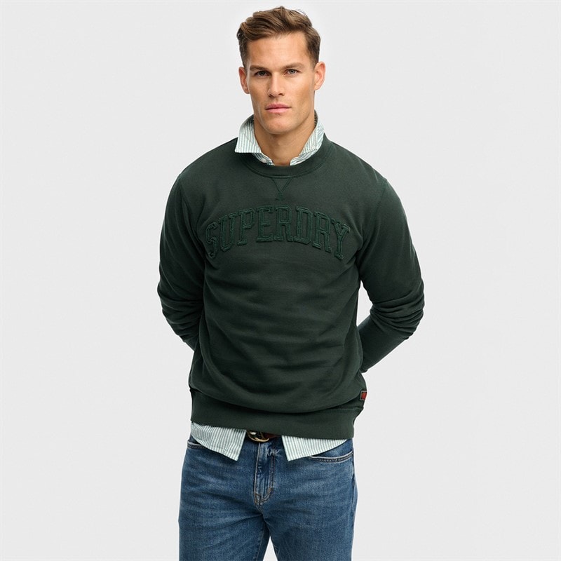 Superdry Mens Vintage Athletic Tonal Sweatshirt Eagle Green