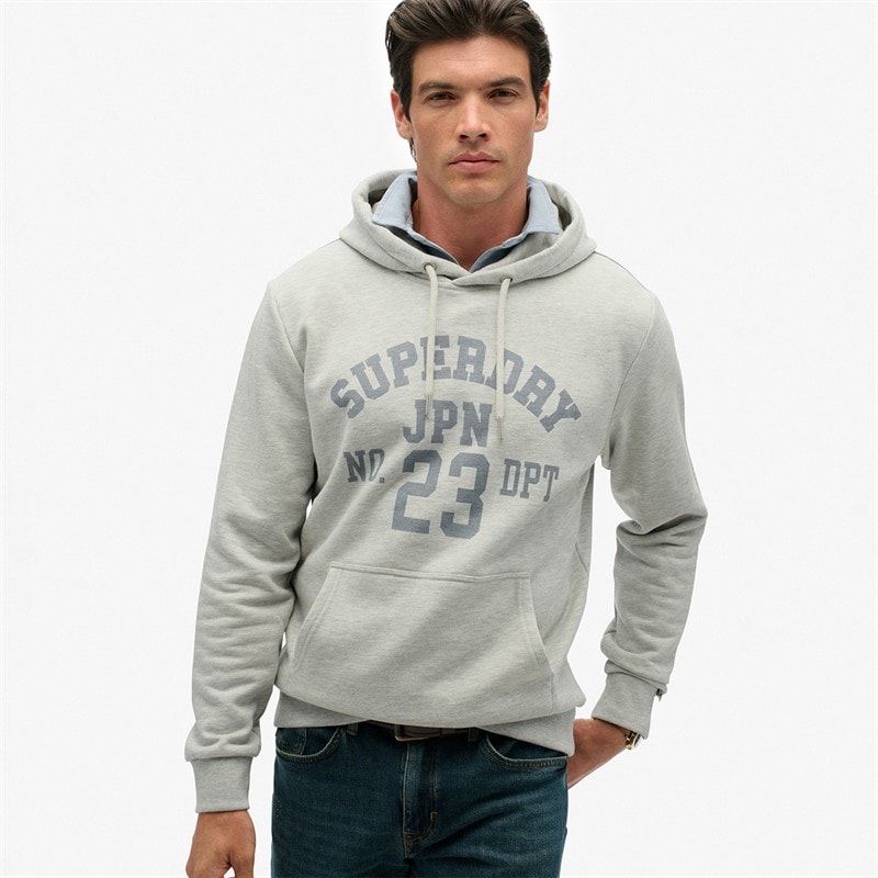 Superdry Mens Athletic Hoodie Cadet Grey Marl