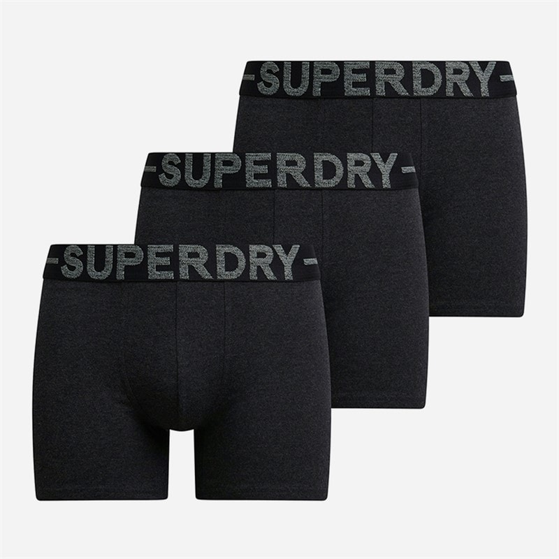 Superdry Mens Three Pack Boxers Raven Black Marl
