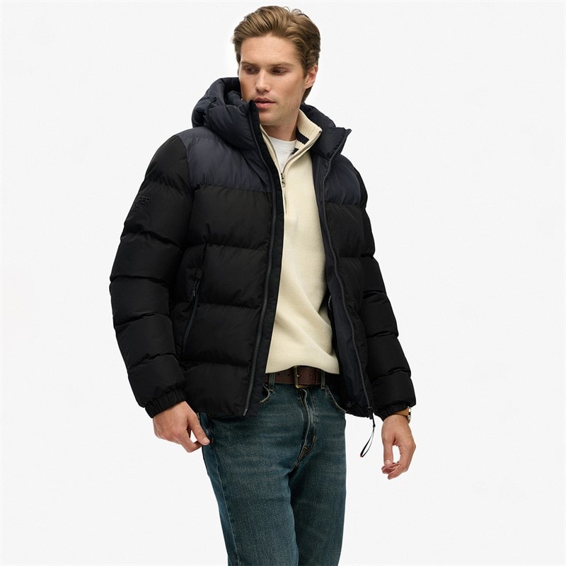 Superdry Mens Colourblock Puffer Jacket Black/Ebony