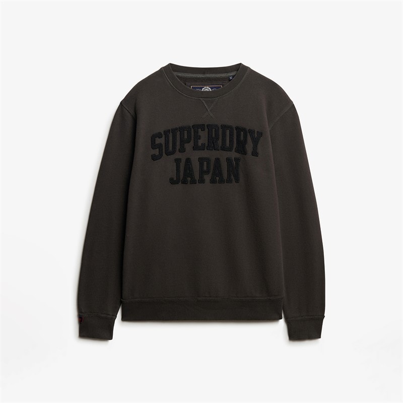 Superdry Mens Vintage Athletic Tonal Sweatshirt Washed Black