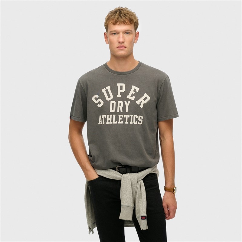 Superdry Mens Athletic T-Shirt Charcoal
