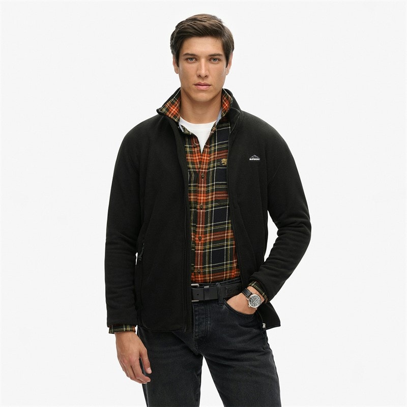 Superdry Mens Full Zip Polar Fleece Black