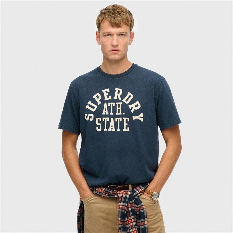 Superdry Mens Athletic T-Shirt Nautical Navy