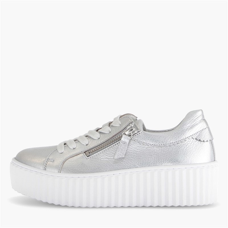 Gabor Womens Platform Trainers Silver