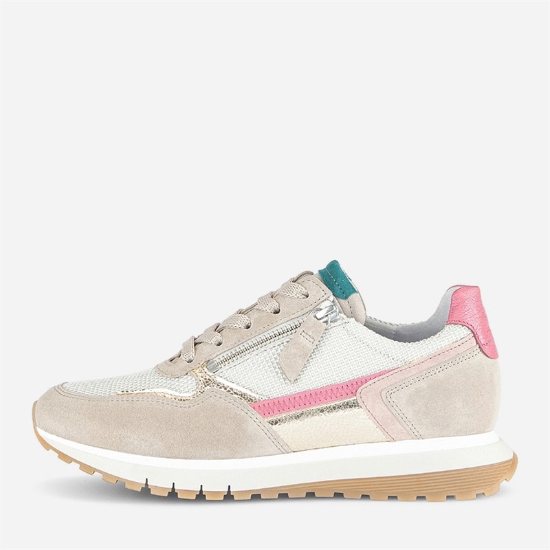 Gabor Womens Retro Zip Detail Trainers White/Grey/Pink