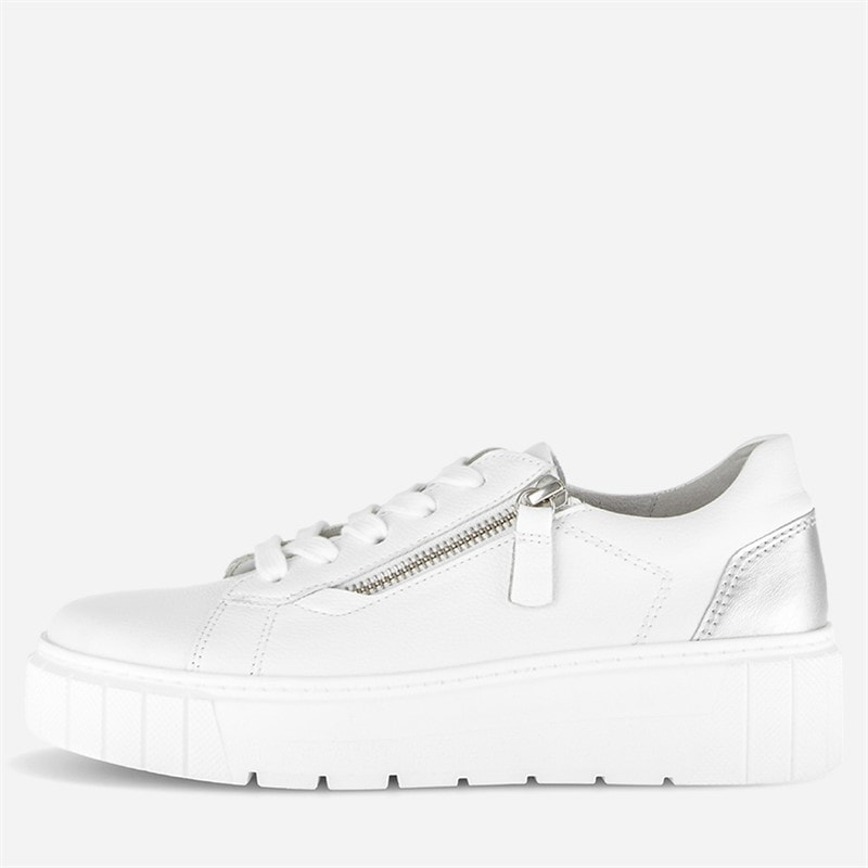 Gabor Womens Platform Trainers White/Silver