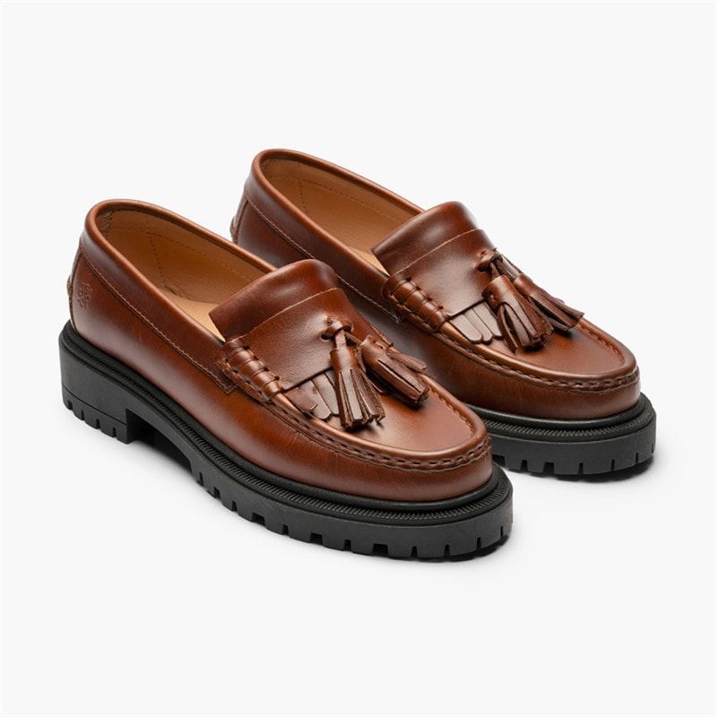 Playboy Footwear Womens Edith Loafers Brandy Leather