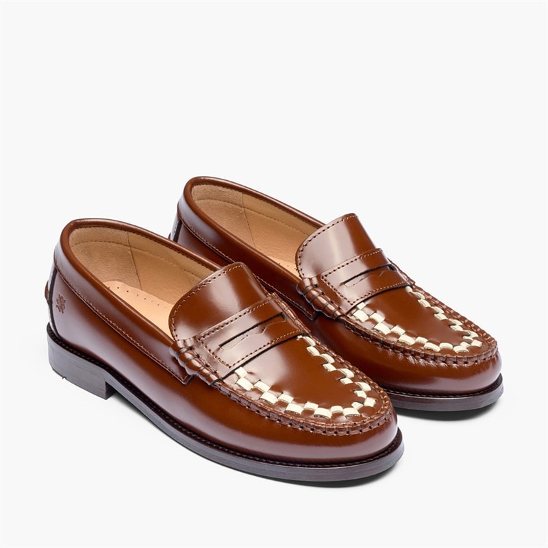 Playboy Footwear Womens Playboys Footwear Toc1936 Sofia Loafers Brown/White Polido