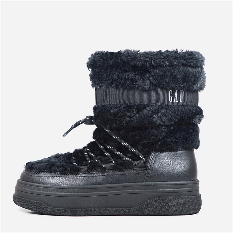 GAP Womens Paradise High Fur Snow Boots Black