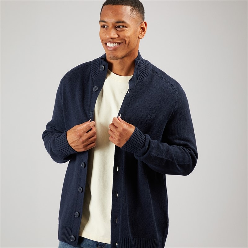 Indicode Mens Escobart Knitted Cardigan Dark Navy