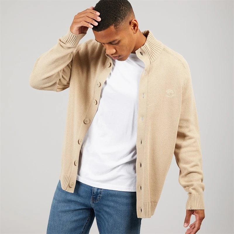 Indicode Mens Escobart Knitted Cardigan Irish Cream