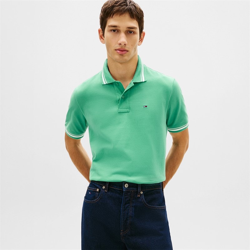 Tommy Jeans Mens Tipped Polo Shirt Bahama Green