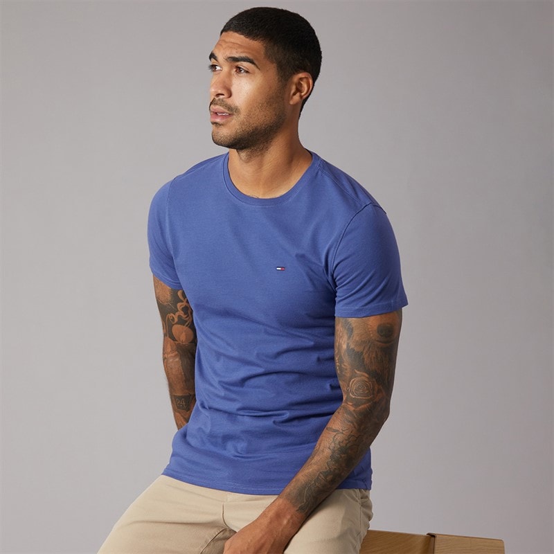 Tommy Jeans Mens Slim Fit T-Shirt Blue Storm