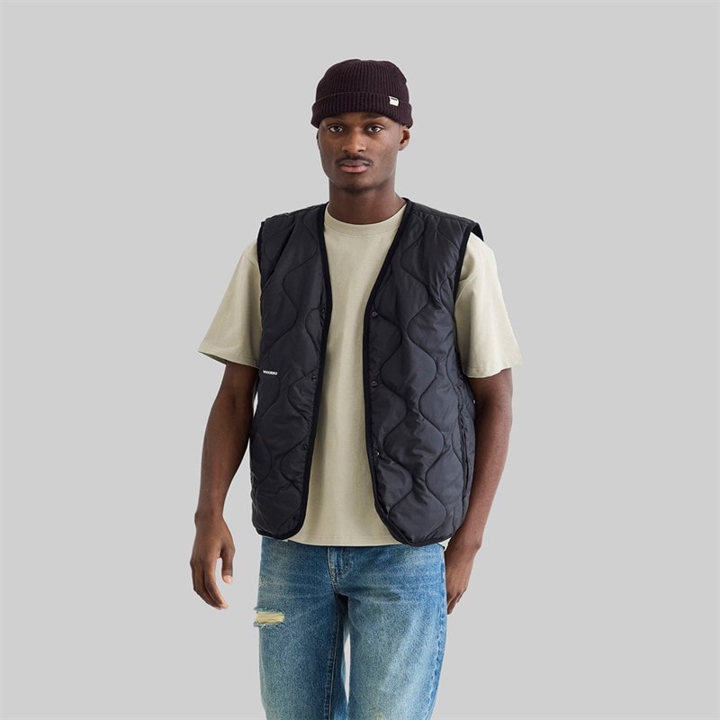 Woodbird Mens Trais Quilt Vest Black