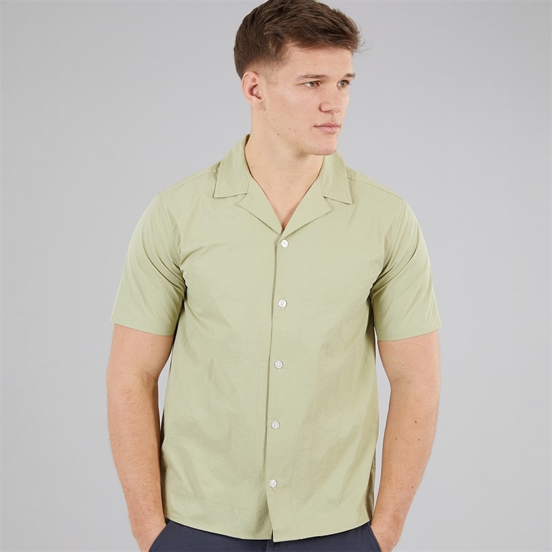 C.R.C. Mens Berry Satin Shirt Olive