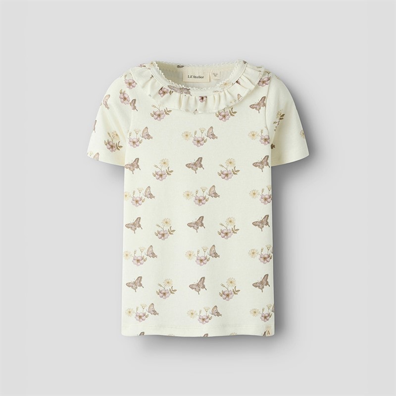 Lil' Atelier Girls Layo Short Sleeve T-Shirt Coconut Milk
