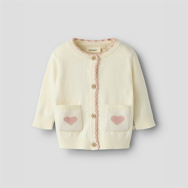 Lil' Atelier Girls Saran Knitted Cadigan Turtledove
