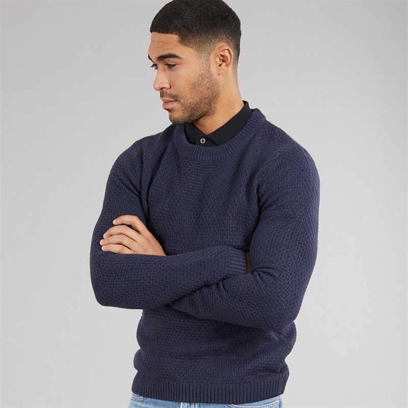 Avant Garde Mens Ciel Crew Neck Jumper Navy