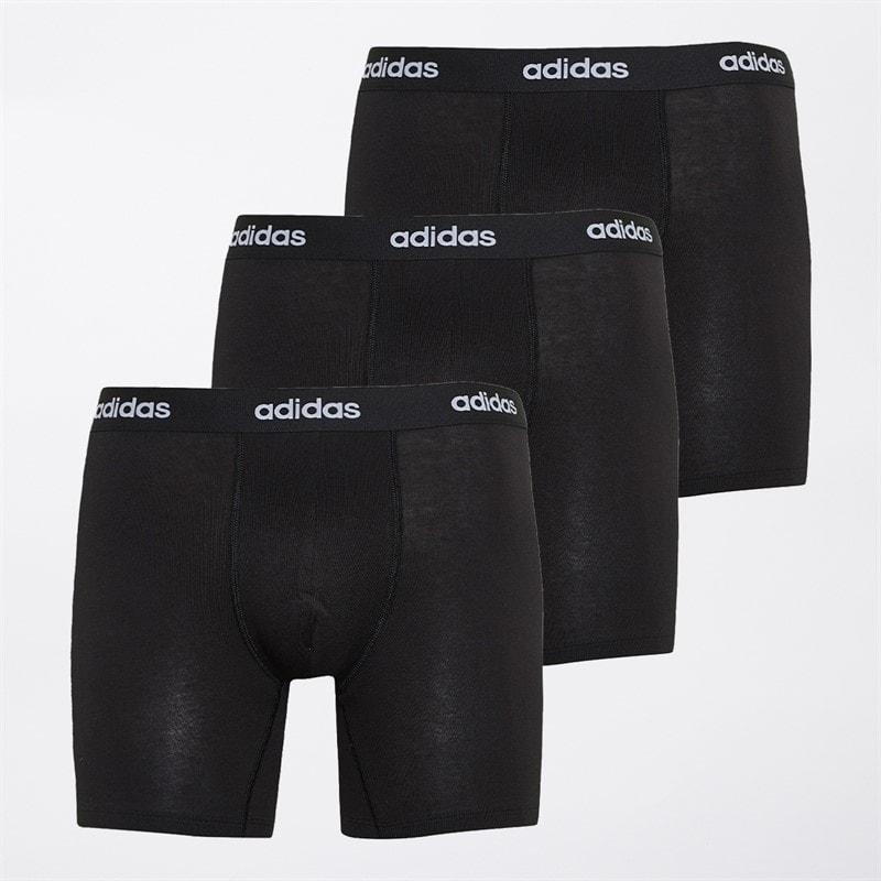 adidas Mens Cotton Stretch Three Pack Boxer Briefs Black/Black/Black