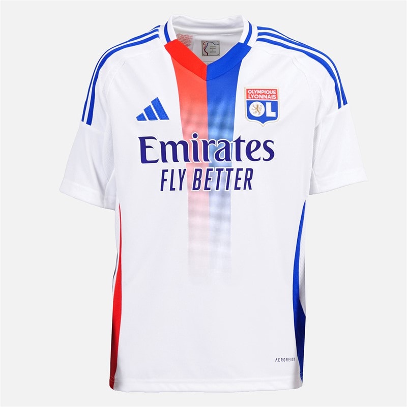 adidas Junior Boys OL Olympique Lyon 24/25 Home Jersey White