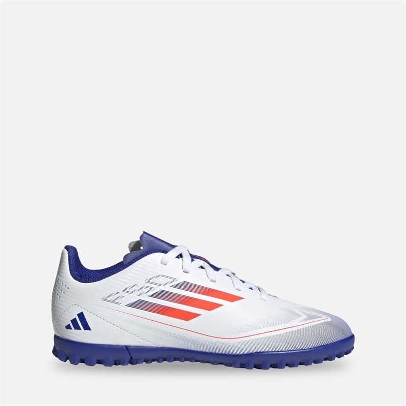 adidas Junior F50 Club TF Astro Football Boots Cloud White/Solar Red/Lucid Blue