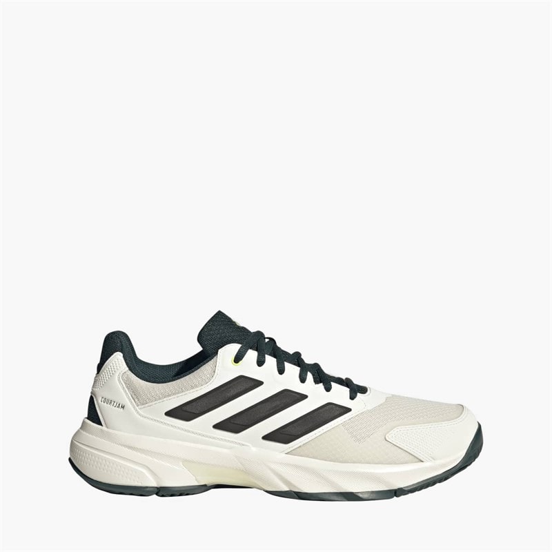 adidas Mens Courtjam Control 3 Tennis Shoes Off White/Silver Metallic/Aurora Ivory