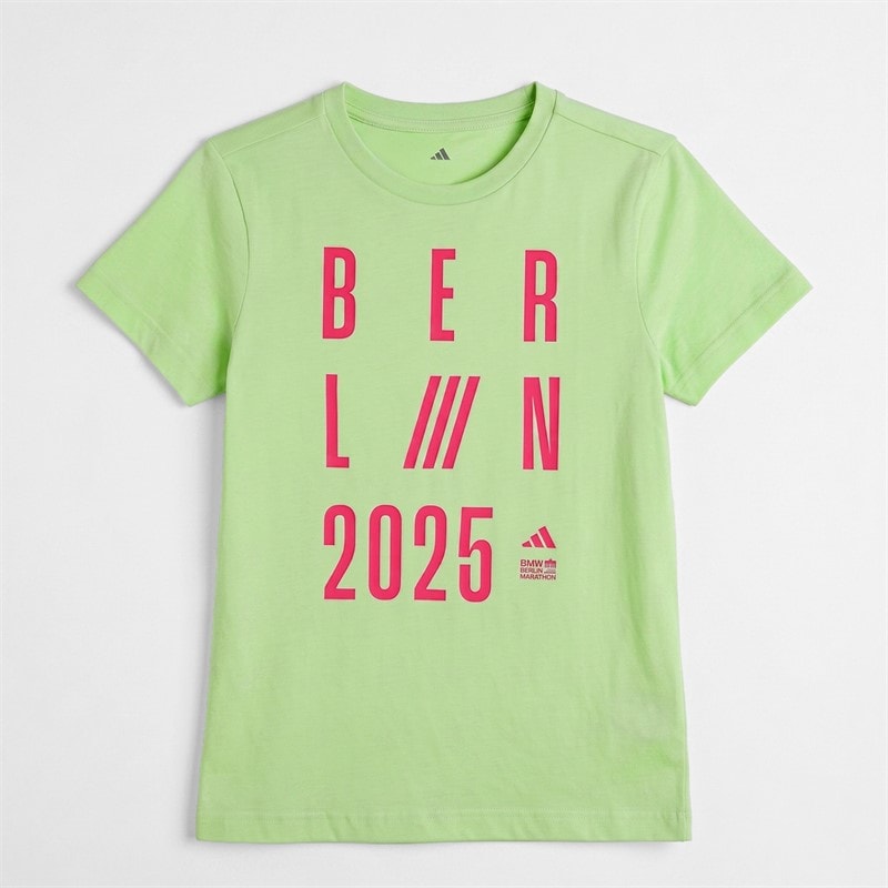 adidas Kids BMW Berlin Marathon 2025 Graphic Running T-Shirt Signal Green