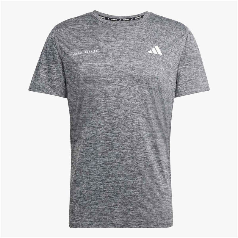 adidas Mens Own The Run Melange Running T-Shirt Black/Grey Three Metallic