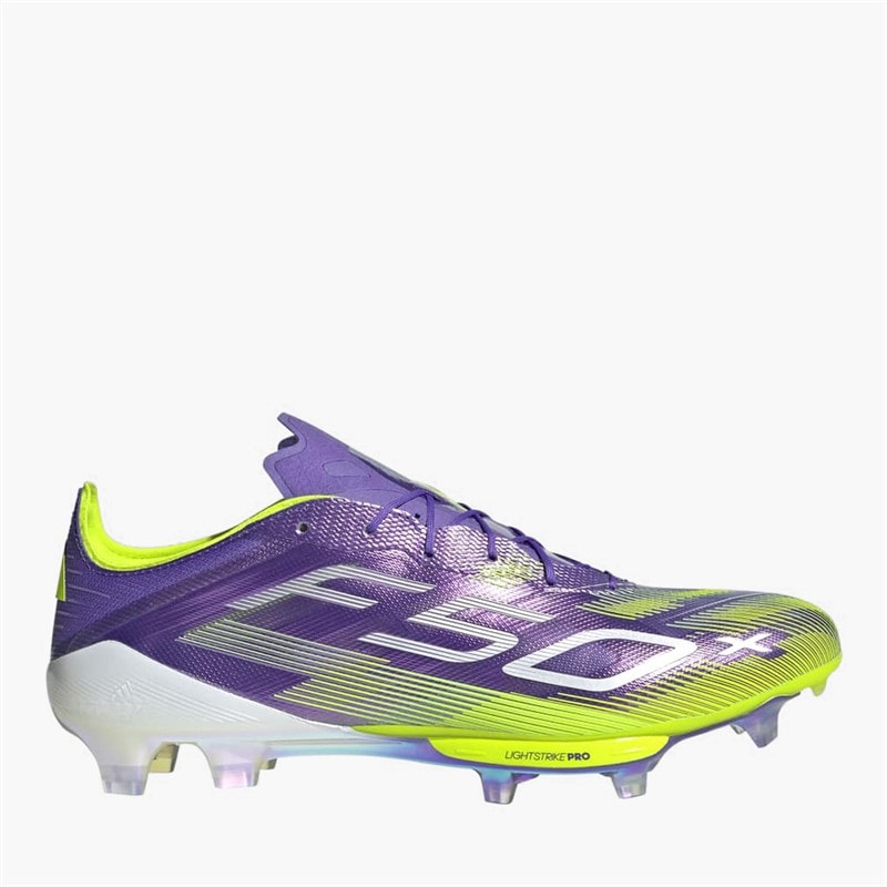 adidas Mens F50+ Radiant Blaze Pack FG Firm Ground Football Boots Purple Rush/Cloud White/Lucid Lemon