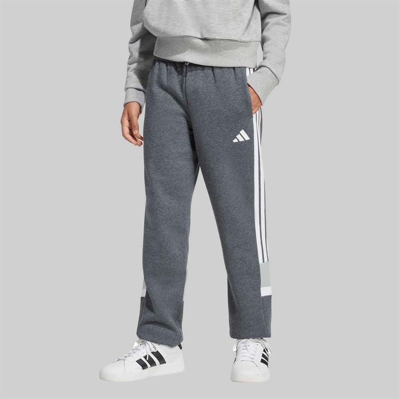 adidas Junior Boys Seasonal Essentials Tiberio 3 Stripes Joggers Drak Grey/White/Wonder Sage