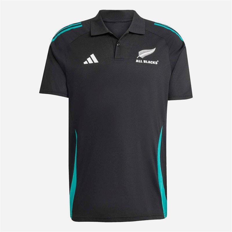 adidas Mens NZR New Zealand All Blacks Training Polo Shirt All Black/Pure Teal