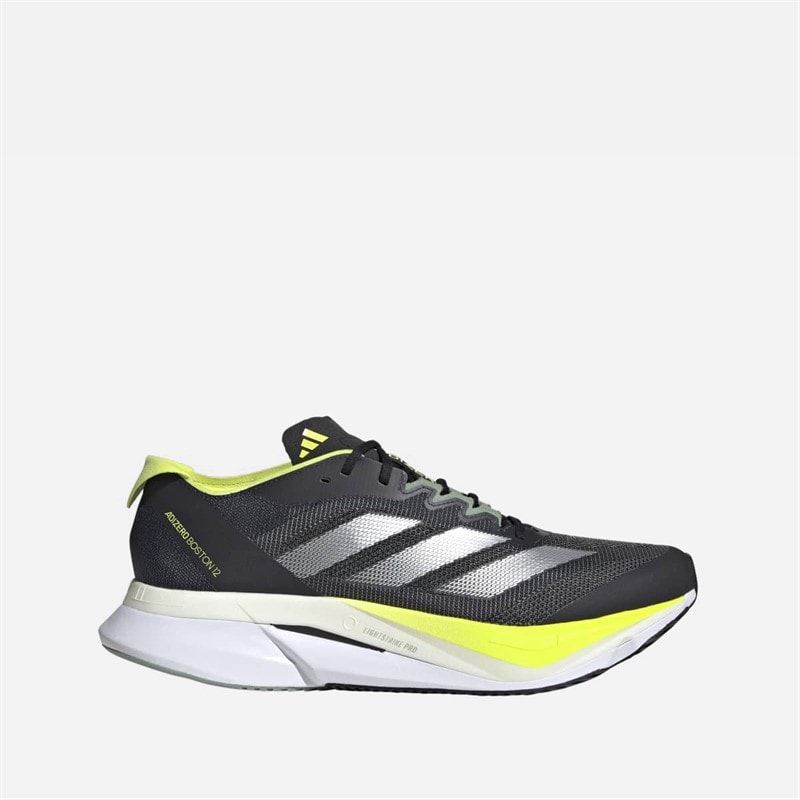 adidas Mens Adizero Boston 12 Lightstrike Pro Neutral Running Shoes Aurora Ink/Silver Metallic/Pulse Lime