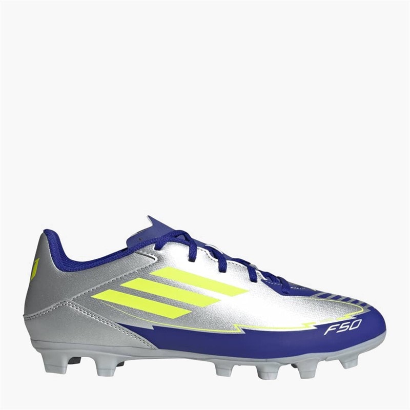 adidas Mens F50 Club Messi La Vida Rapida Pack FG/MG Firm/Multi Ground Football Boots Silver Metallic/Solar Yellow/Lucid Blue
