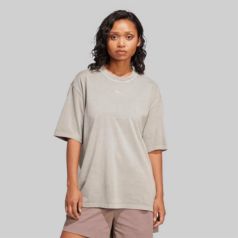 adidas Originals Womens Washed Oversized T-Shirt Silver Pebble