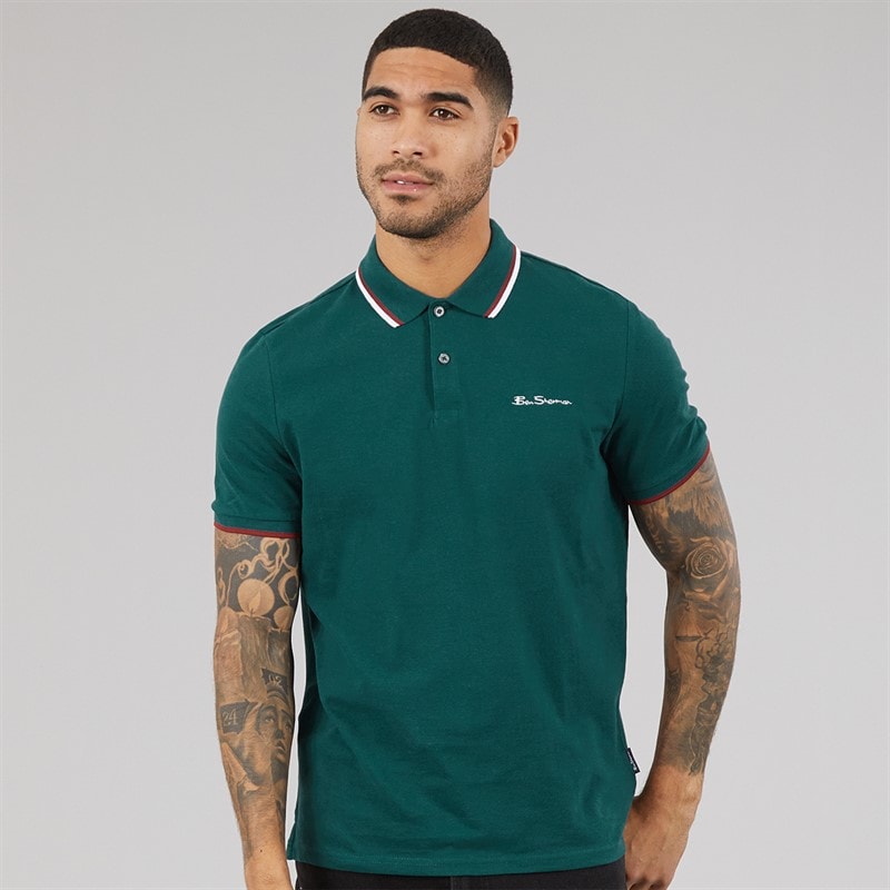 Ben Sherman Mens Twin Tipped Polo Shirt Jade