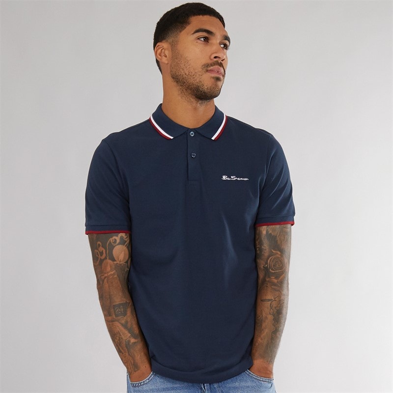 Ben Sherman Mens Twin Tipped Polo Shirt Dark Navy