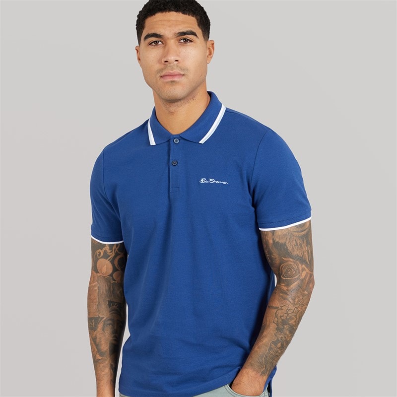 Ben Sherman Mens Twin Tipped Polo Shirt Royal Blue