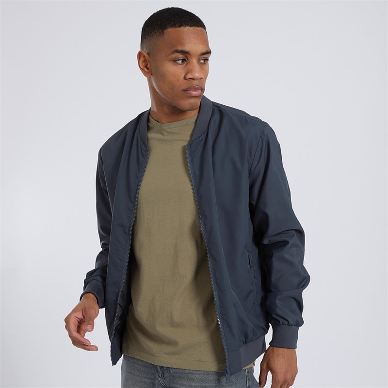 Brave Soul Mens Sanjay Bomber Jacket Charcoal